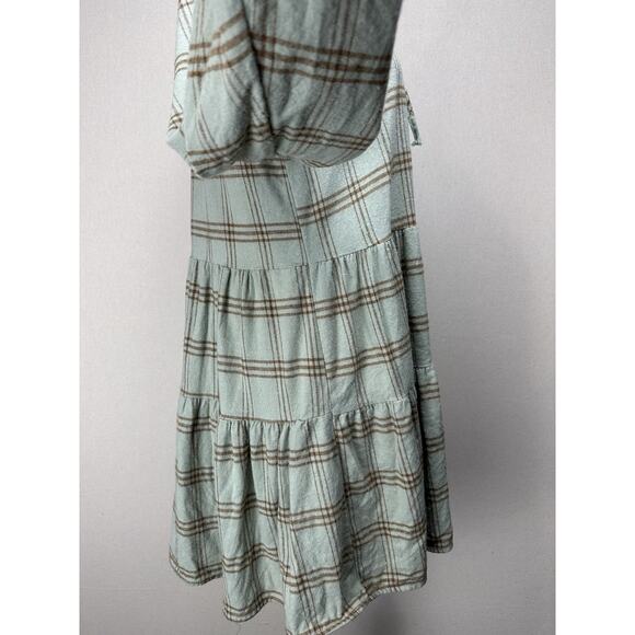She + Sky Tiered Dress Top Plaid Flannel Long Sleeve Sz M Loose Fit Cottage Core - Picture 6 of 13